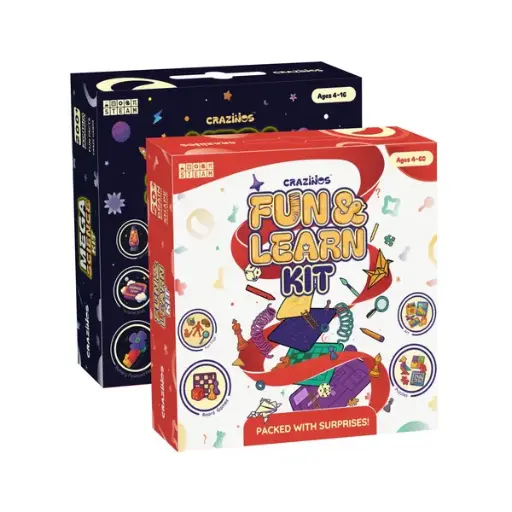 Crazinos Combo: Mega Science Kit + Fun & Learn Kit | The Ultimate DIY Experience for Kids 4+ Years